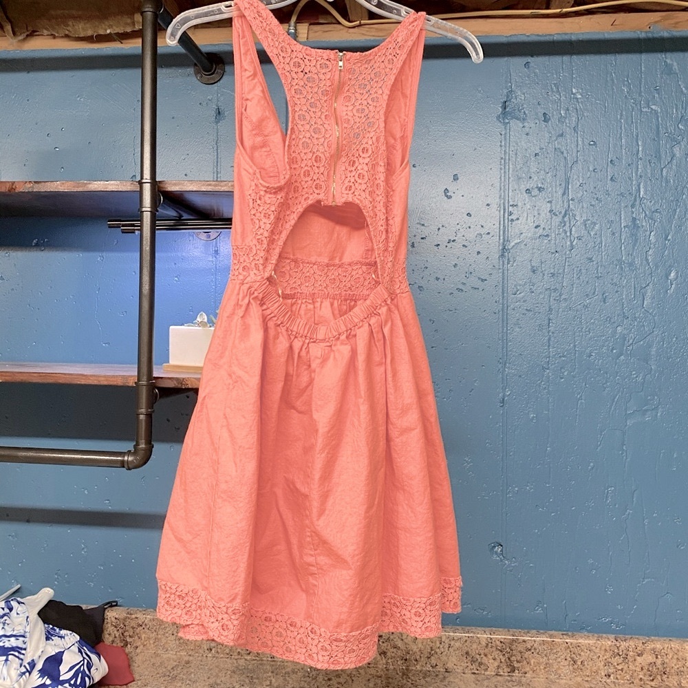 Cute and sexy pink coral lace dress